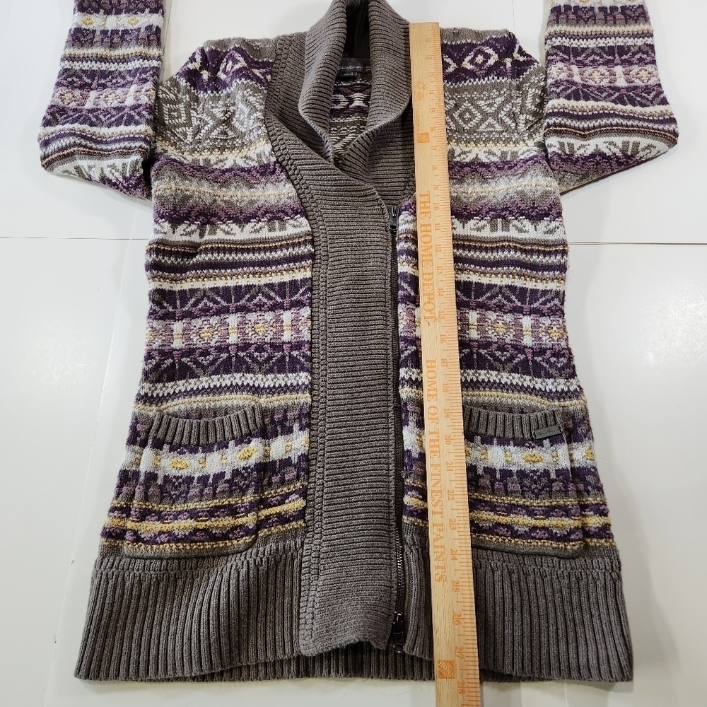 Eddie Bauer Women's Size S Full Zip Sweater Cardigan Jacket Shawl Neck Fair Isle - Picture 8 of 10